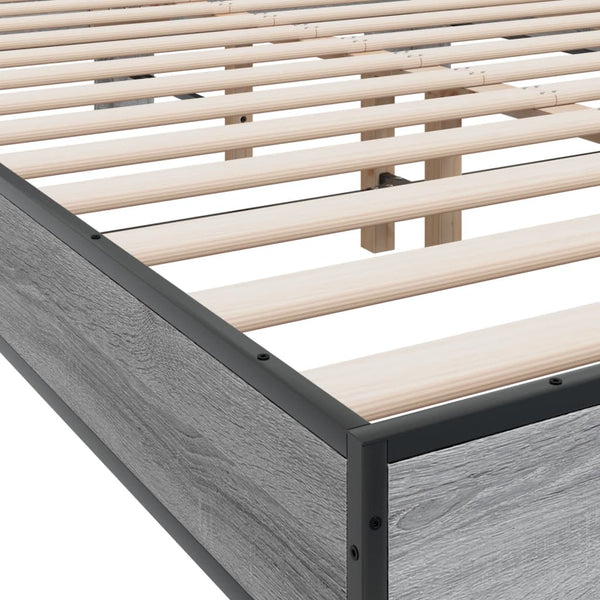 Graues Bettgestell Natu 120x200cm (Holz und Metall)