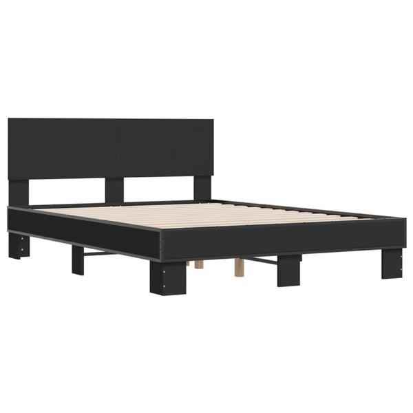 Schwarzes Bettgestell Natu 120x190cm (Holz und Metall)