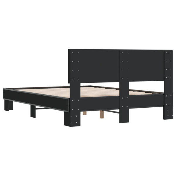Schwarzes Bettgestell Natu 120x190cm (Holz und Metall)