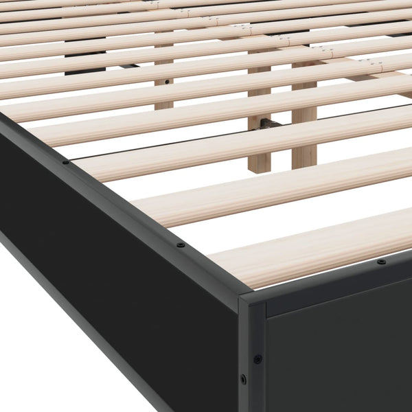 Schwarzes Bettgestell Natu 120x190cm (Holz und Metall)
