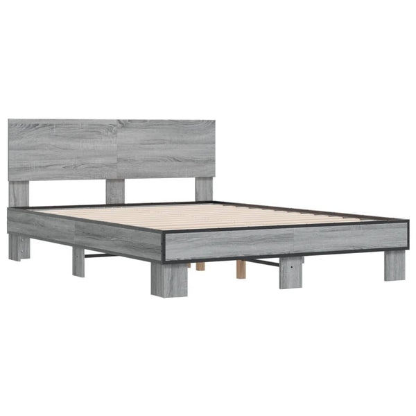 Graues Bettgestell Natu 135x190cm (Holz und Metall)