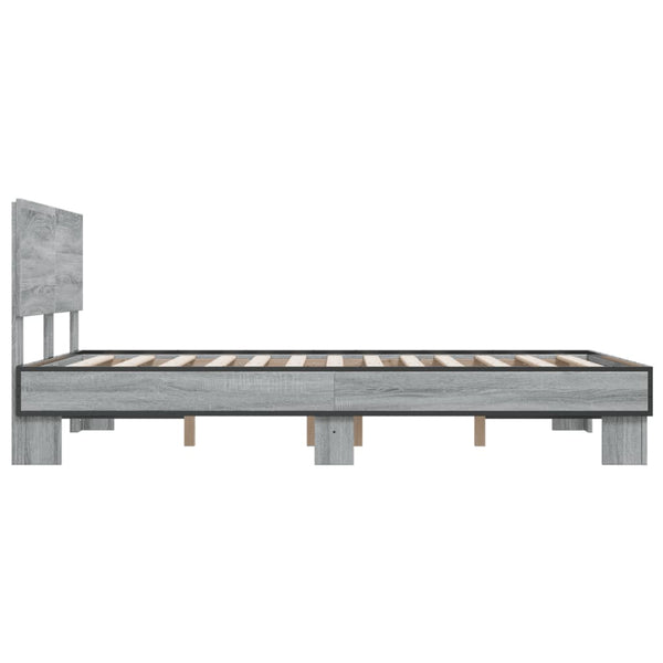 Graues Bettgestell Natu 135x190cm (Holz und Metall)