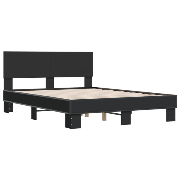 Schwarzes Bettgestell Natu 140x190cm (Holz und Metall)