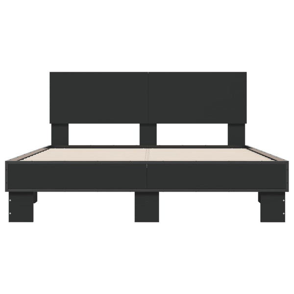 Schwarzes Bettgestell Natu 140x190cm (Holz und Metall)
