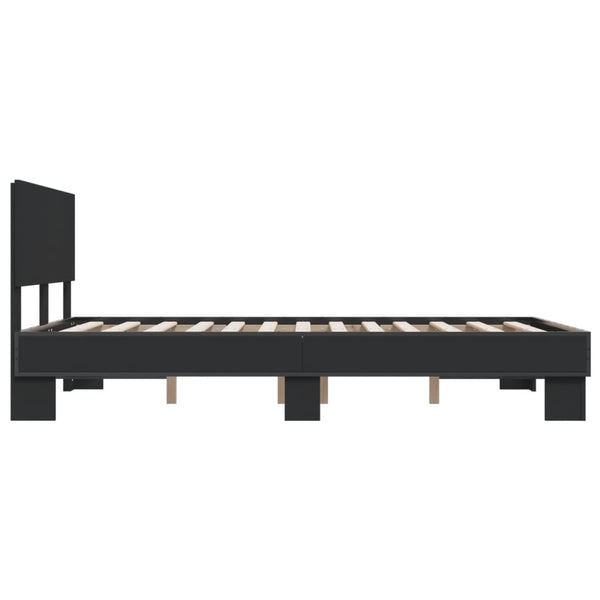Schwarzes Bettgestell Natu 140x190cm (Holz und Metall)
