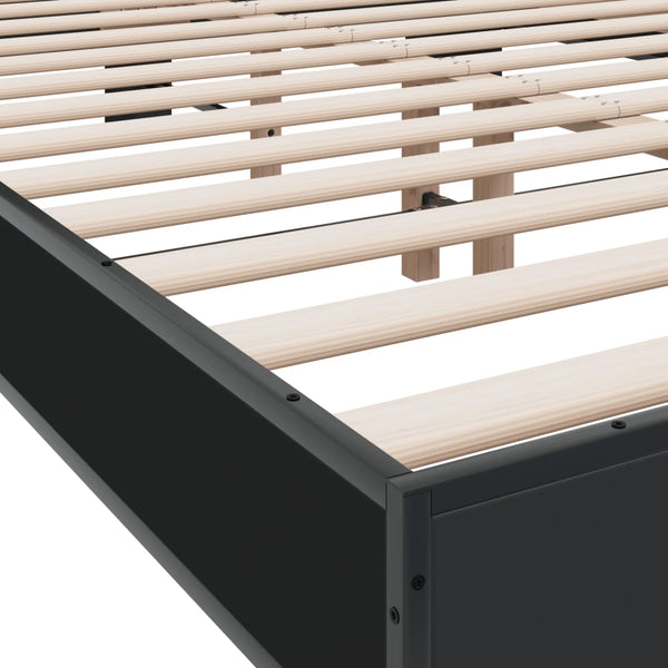 Schwarzes Bettgestell Natu 140x190cm (Holz und Metall)