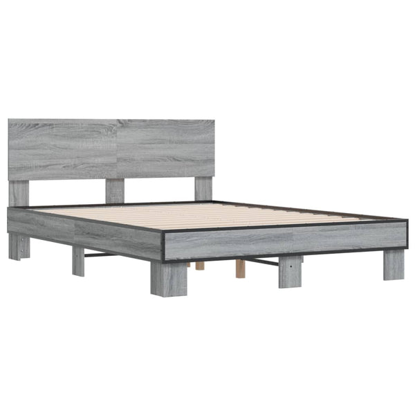 Graues Bettgestell Natu 140x190cm (Holz und Metall)