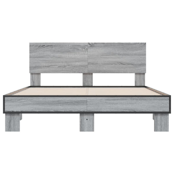 Graues Bettgestell Natu 140x190cm (Holz und Metall)