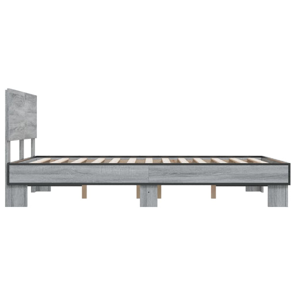 Graues Bettgestell Natu 140x190cm (Holz und Metall)