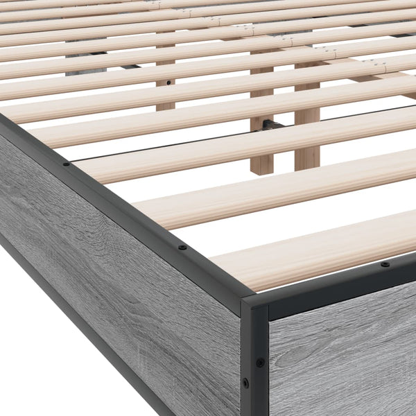 Graues Bettgestell Natu 140x190cm (Holz und Metall)