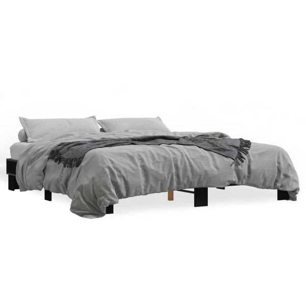 Schwarzes Bettgestell Ladislau 200x200cm (Holz und Metall)