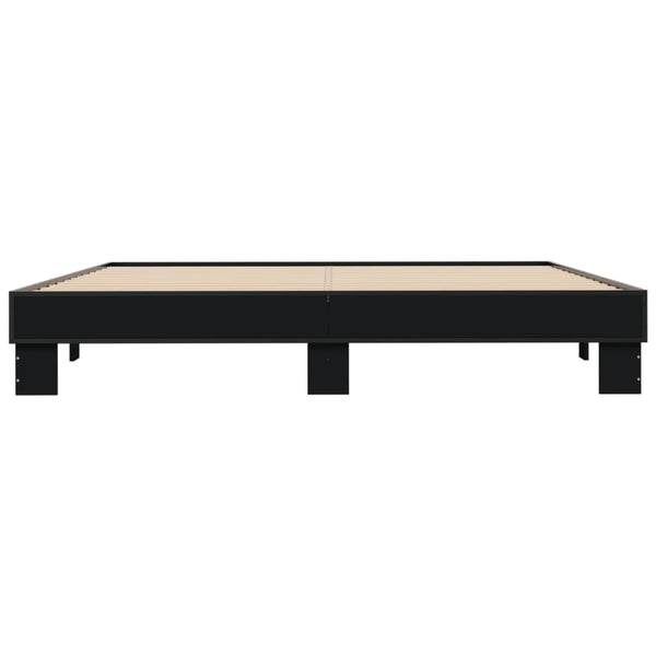 Schwarzes Bettgestell Ladislau 200x200cm (Holz und Metall)