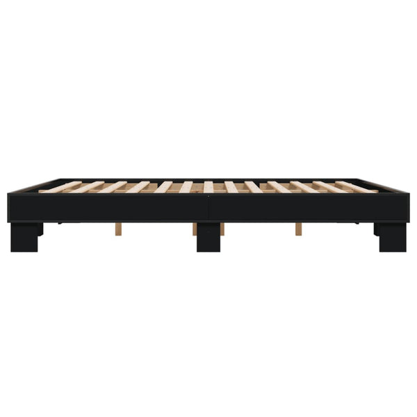 Schwarzes Bettgestell Ladislau 200x200cm (Holz und Metall)