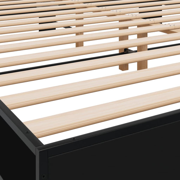 Schwarzes Bettgestell Ladislau 200x200cm (Holz und Metall)