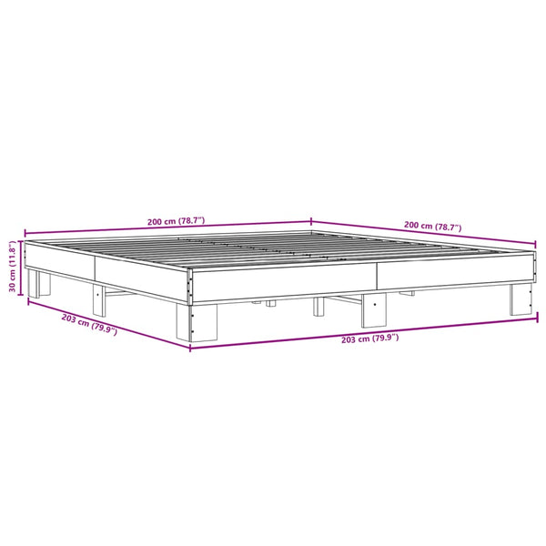Schwarzes Bettgestell Ladislau 200x200cm (Holz und Metall)