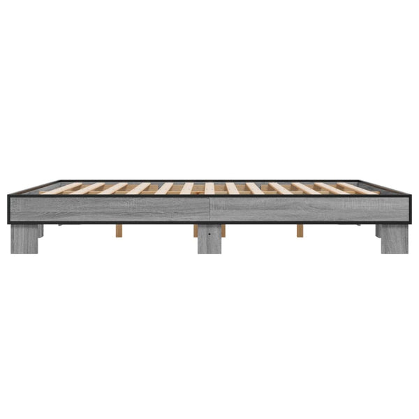 Graues Bettgestell Ladislau 200x200cm (Holz und Metall)