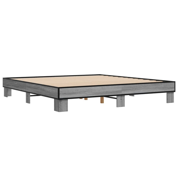 Graues Bettgestell Ladislau 200x200cm (Holz und Metall)