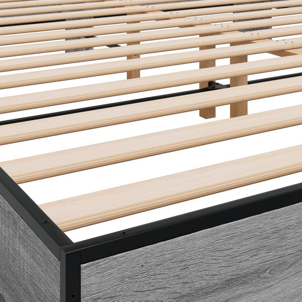 Graues Bettgestell Ladislau 200x200cm (Holz und Metall)