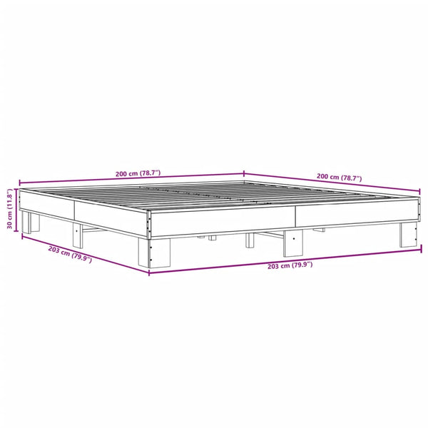 Graues Bettgestell Ladislau 200x200cm (Holz und Metall)