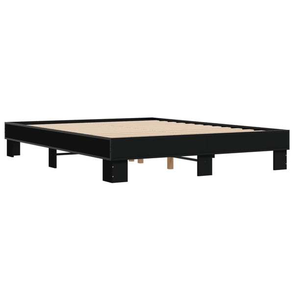 Schwarzes Bettgestell Ladislaus 150x200cm (Holz und Metall)
