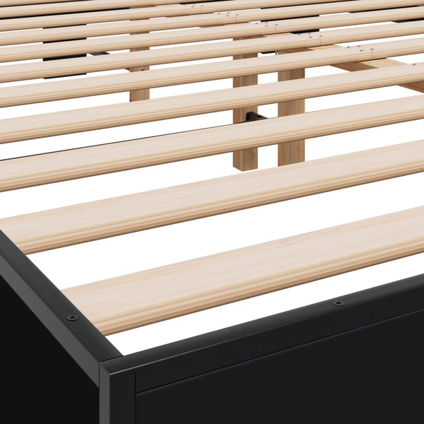 Schwarzes Bettgestell Ladislaus 150x200cm (Holz und Metall)