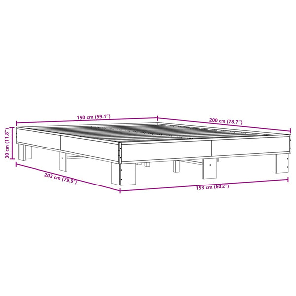 Schwarzes Bettgestell Ladislaus 150x200cm (Holz und Metall)