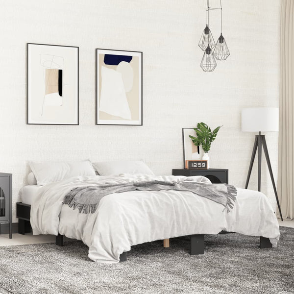 Schwarzes Bettgestell Ladislaus 150x200cm (Holz und Metall)