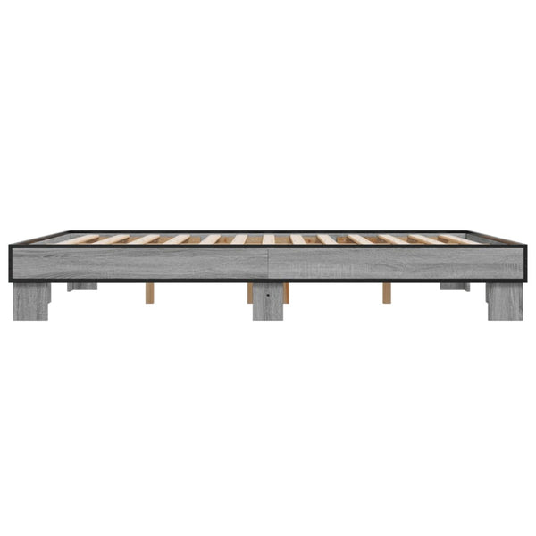Bettgestell Ladislau 150x200cm, Grau (Holz und Metall)