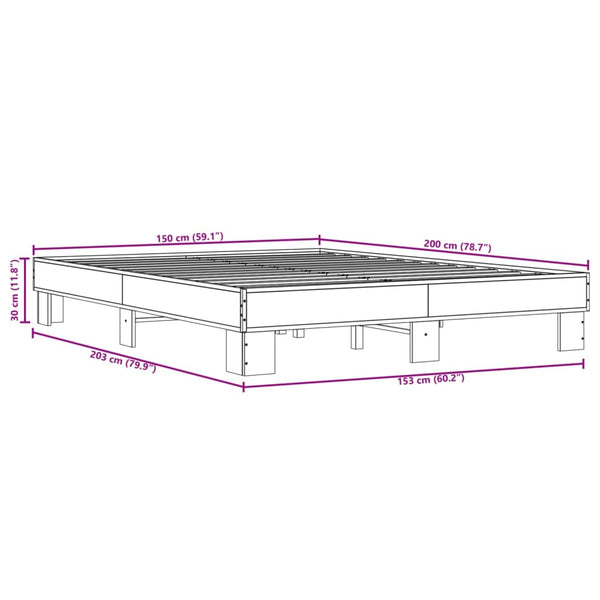 Bettgestell Ladislau 150x200cm, Grau (Holz und Metall)