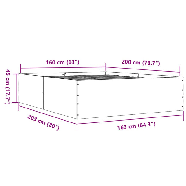 Graues Bettgestell 160x200cm Hegedus (Holz)