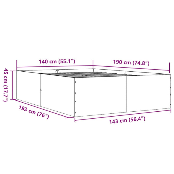 Schwarzes Bettgestell aus Holz Hegedus 140x190cm