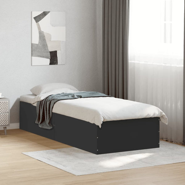 Schwarzes Holzbettgestell Hegedus 100x200cm