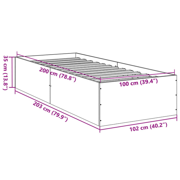 Bettrahmen Hegedus Räuchereiche 100x200cm (Holz)