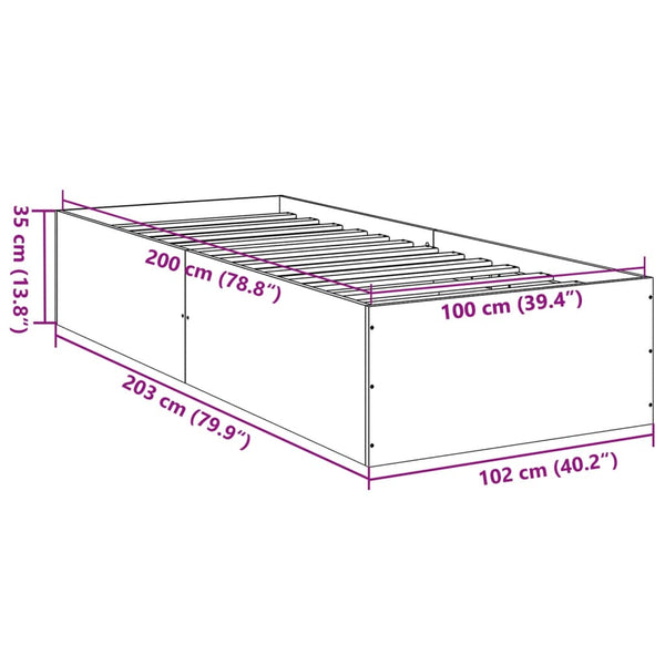 Graues Bettgestell Hegedus 100x200cm