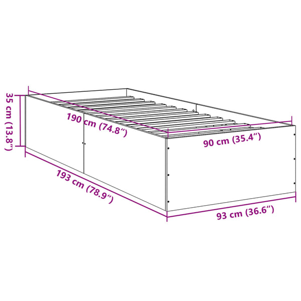 Hegedus Bettrahmen schwarz 90x190cm (Holz)