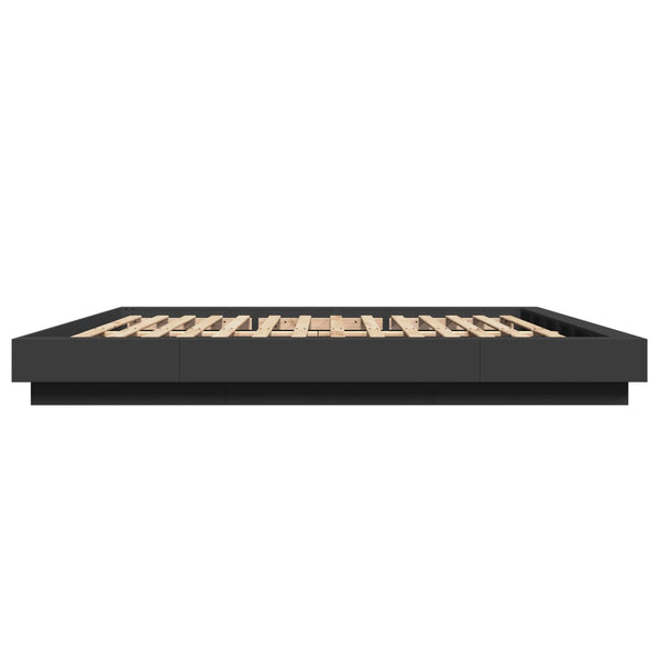 Schwarzes Bettgestell mit LED-Beleuchtung Dmitru 200x200cm (Holz)
