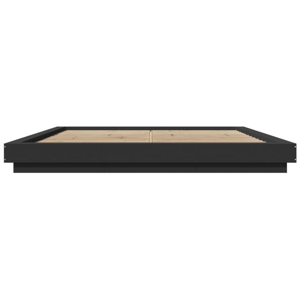 Schwarzes Bettgestell mit LED-Beleuchtung Dmitru 180x200cm (Holz)