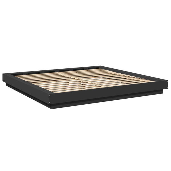 Schwarzes Bettgestell mit LED-Beleuchtung Dmitru 180x200cm (Holz)