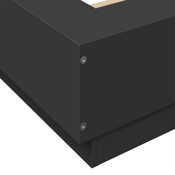 Schwarzes Bettgestell mit LED-Beleuchtung Dmitru 180x200cm (Holz)