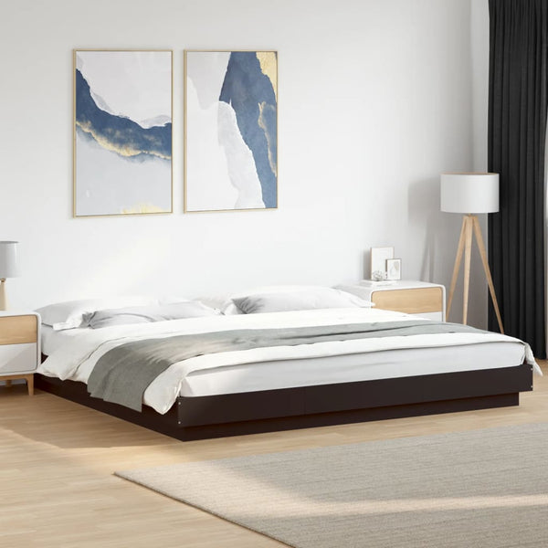 Schwarzes Bettgestell mit LED-Beleuchtung Dmitru 180x200cm (Holz)