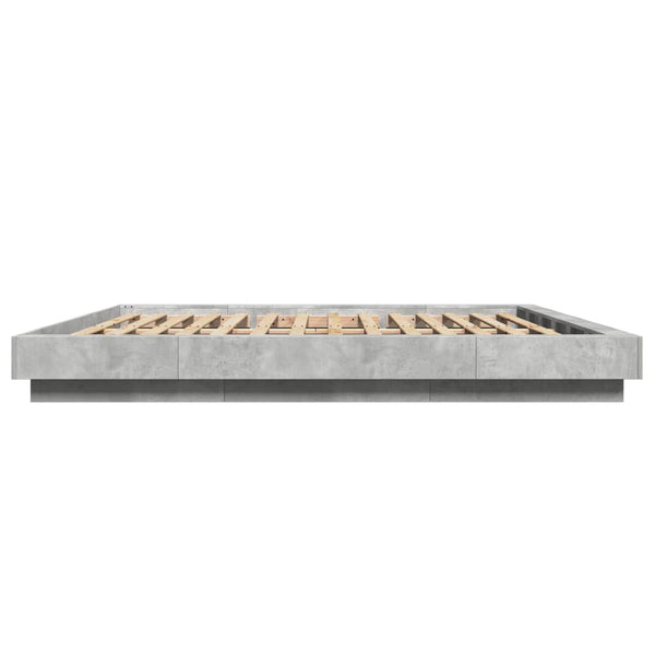 Betongraues Bettgestell mit LED-Beleuchtung Dmitru 180x200cm (Holz)