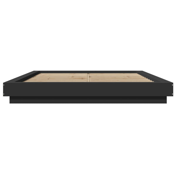 Schwarzes Bettgestell mit LED-Beleuchtung Dmitru 150x200cm (Holz)
