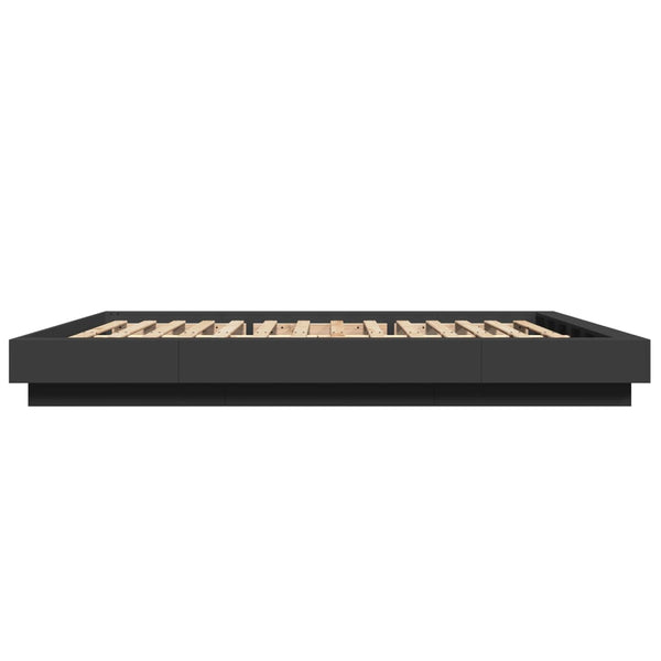 Schwarzes Bettgestell mit LED-Beleuchtung Dmitru 150x200cm (Holz)