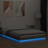 Graues Bettgestell Dmitru 120x200cm (mit LED-Beleuchtung, Sonoma, Holz)