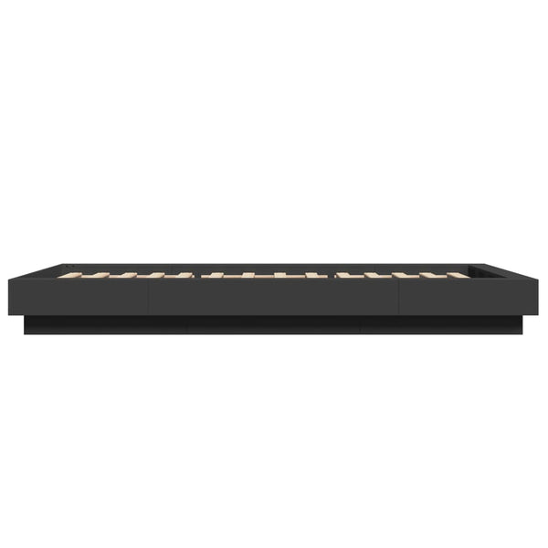 Schwarzer Bettrahmen mit LED-Beleuchtung Dmitru 100x200cm (Holz)