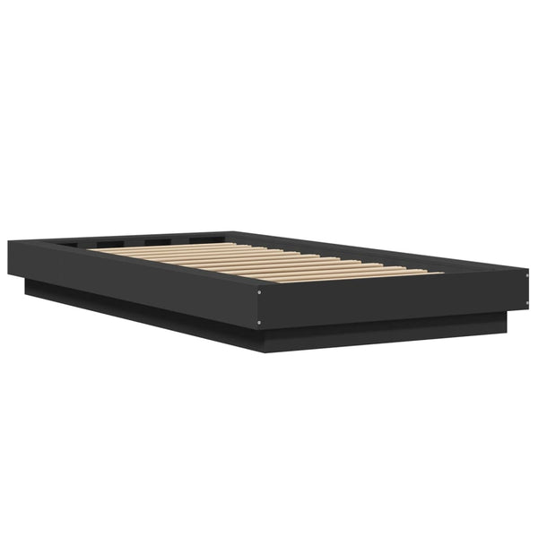 Schwarzer Bettrahmen mit LED-Beleuchtung Dmitru 100x200cm (Holz)