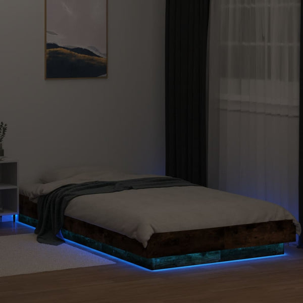 Bettgestell Savutammi Dmitru 100x200cm (mit LED-Beleuchtung, Holz)