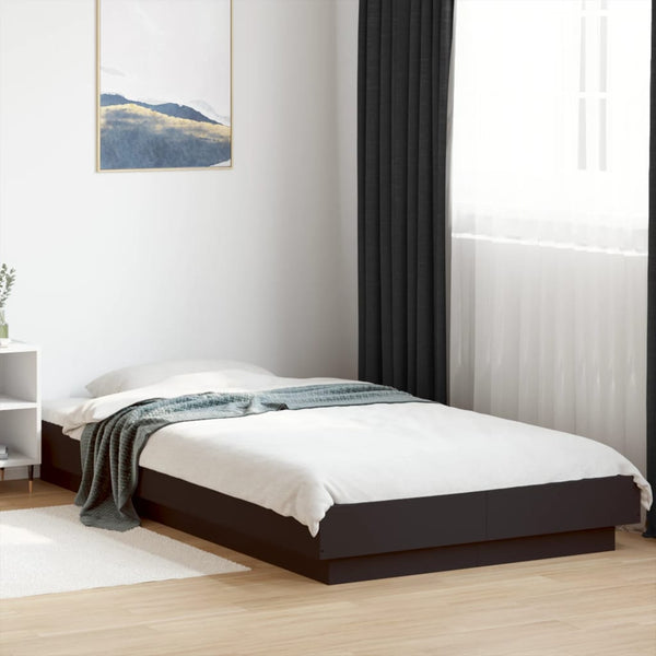 Schwarzer Bettrahmen mit LED-Beleuchtung Dmitru 90x200cm (Holz)