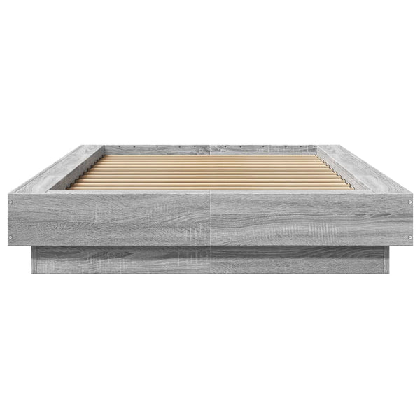 Graues Bettgestell mit LED-Beleuchtung Dmitru 90x200cm (Holz)