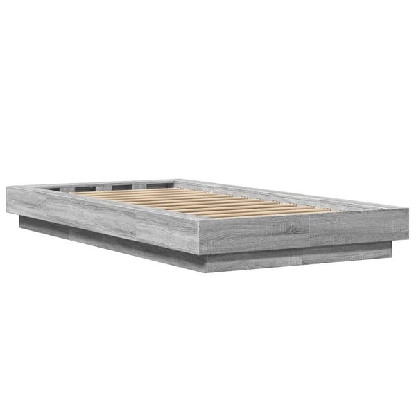 Graues Bettgestell mit LED-Beleuchtung Dmitru 90x200cm (Holz)